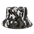 Classic camo fisherman bucket hat in black grey and white for outdoor sun protection - M (56-58cm) / Grey-No.1