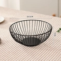 Cesta moderna de alambre de metal negro para frutas y snacks, de 18,5 cm de diámetro - Plato de Fruta Redondo Pequeño-Negro