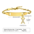 Gold plated stainless steel ID bracelet with crystal letter X pendant and adjustable chain - 12CM Letter X / Gold