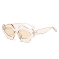 Champagne wave-shaped mouth sunglasses with tinted lenses and golden flower detail - Light Tea Frame Tea Lens