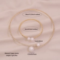 Golden minimalist jewelry set with faux pearls and rhinestones necklace and bracelet - 1# Two Pearls Style
