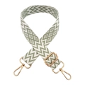 Green and white geometric diamond pattern woven shoulder strap with gold metal hooks - Gold Buckle / 2-Matcha Green & White