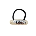 Detail of geometric metal hair tie with gold and silver irregular textured finish - Silver Single Bar Liquid Metal