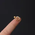 16G gold stainless steel cartilage stud earring with cubic zirconia paved round hoop - Circular Pavé Arrangement Style (333-7#G)