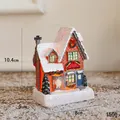 Casa de dulces navideña miniatura de resina con techo nevado y purpurina, altura de 10,4 cm - Tipo G / Casa de Navidad Grande