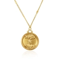 Gold plated stainless steel Pisces zodiac necklace with a round star and fish pendant - Pisces