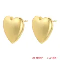 Minimalist gold-plated matte heart stud earrings 20mm x 21mm size front view on white back - 20mm x 21mm / VE1304 Gold Large Heart Studs