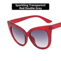 Cat eye glasses frames in transparent sparkly red with gradient grey lenses - Sparkling Transparent Red / Gradient Grey