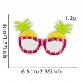 Detailed embroidery of pineapple glasses patch showing stitching and dimensions - Pineapple Glasses Style (7#)