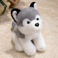 Realistic husky plush puppy toy with grey and white fur and blue eyes for kids - Husky