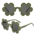 Flower shaped kids sunglasses in avocado green with dark protective lenses - C19-Morandi Green Frame Dark Lens