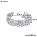 Silver hollow chain pattern stainless steel open cuff bracelet, 5.4cm inner diameter - Silver Hollow Chain (HZ1163A)