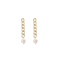 Elegant gold chain earrings with round light pink freshwater pearls for women - Chain Link Stud Earrings