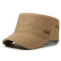 Khaki Herren Military Cap aus Baumwoll-Canvas mit Metalldetail an der Seite - Khaki / Verstellbar