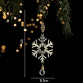 Silver snowflake Christmas tree pendant with crystal drop and hanging beads, 17cm - Light Gold Snowflake Type B