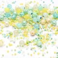 Mixed set of 8mm green and yellow glass beads including evil eye charms for DIY jewelry - 9 Mint Lemon