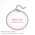Adjustable 3mm silver stainless steel rollo chain bracelet with 5cm extension - Rolo Chain Style / 3mm Wide (17+5cm) / Steel