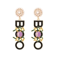 Pendientes de Halloween con letras BOO, diseño de araña y detalles de perlas - Colorido