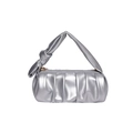 Chic silver pleated cloud bag with knotted handle and metallic finish for women - Silver