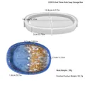 Oval silicone mold for 3-hole soap dish with gold foil resin sample and size marks - Oval 3-Hole Soap Box Mold