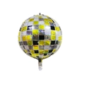 22 inch yellow and black checkered 4D disco ball balloon with laser silver finish - 22 Inch / Laser Black Gold