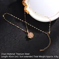 Titanium steel necklace with rotating purple zircon clover flower pendant in gold finish - Rotating Style 3/Purple Clover