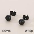 Minimalist matte black 6mm stainless steel ball stud earrings weighing 2g per pair - Solid Black (6mm)