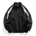 Men's casual black and white color block windbreaker jacket with reflective stripe detail - S / Black