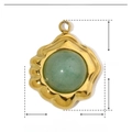 Technical drawing of green natural stone pendant with 17mm and 13mm size measurements - YE242-Green Marble/Wavy Edge