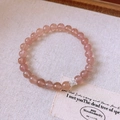 Detailed macro view of pink crystal beaded bracelet with silver bow knot charm - Pink Bowknot Pendant Short Style (13#)