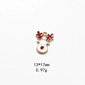 Detail view of 13x17mm red and white enamel Christmas reindeer charm for DIY jewelry - No.20 White Face Reindeer