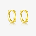 Elegant gold S925 silver hoop earrings featuring a single micro-set sparkling zircon stone - 18K Gold - Ear Hoops