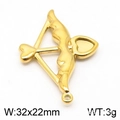 Colgante flecha de Cupido dorada de acero inoxidable, 32x22mm y peso de 3g - 32x22mm / Dorado