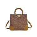 Sac seau monogramme kaki en toile jacquard avec finitions en cuir et boucles dorées - Violet