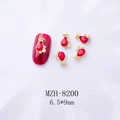 Macro view of 6.5x9mm lucky money bag nail charm with red pear-shaped stone and gold frame - Gold Base Red Water Drop (8200)