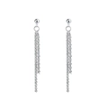 Boucles d'oreilles pendantes en acier inoxydable avec glands longs et perles polies - Acier