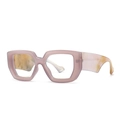Occhiali quadrati montatura spessa tartarugata rosa e gialla anti luce blu trendy - Viola