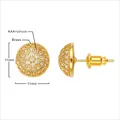 Vue détaillée de boucles d'oreilles hémisphériques de 11mm en laiton doré et zircons AAA+ - Doré