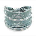 Deep teal African tribal pattern elastic headband featuring bohemian mandala print - Style 107