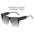 Oversized cat eye sunglasses with gradient black frame and silver triangle rivet detail - Gradient Black Frame Gradient Grey Lens