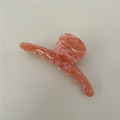 Elegant coral pink acetate hair claw clip with marble texture for half-up hairstyles - Slim Bar / Dark Pink Slim Bar