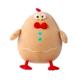 Brown cartoon chicken plush toy with red bow and crown for Christmas home decoration - Gingerbread Chicken