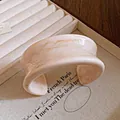 Creamy marble patterned acrylic open cuff bracelet in minimalist geometric design - Wide Open Marble Pattern Style (101#) / Beige