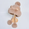 Cute khaki winter hat with cat ears, faux fur trim, and sparkly sequin details - Khaki
