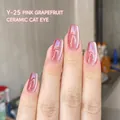 Ceramic cat eye nail polish in Pink Grapefruit Y-25 shade with high gloss finish - Pink Pomelo Ceramic Cat Eye