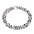 Three-layer stainless steel rollo chain bracelet in silver with a secure lobster clasp - Three-layer Round Chain Style (KB143578-Z)
