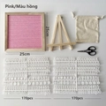Pink felt letter board with wooden frame, 340 white characters, stand and storage bag - Message Board / Pink