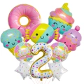 Ice cream and donut balloon set for 2nd birthday party decoration in pink and mint green - Number 2 - Donut Candy Set
