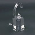 Transparent acrylic watch stand with cube base and C-bracket, 4x4x6cm dimensions - Medium (6CM Base) / Clear