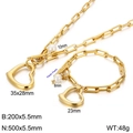 Set di gioielli in acciaio dorato con collana e bracciale di perle a cuore e chiusura a OT - Set Oro (KS135407-Z) / Oro